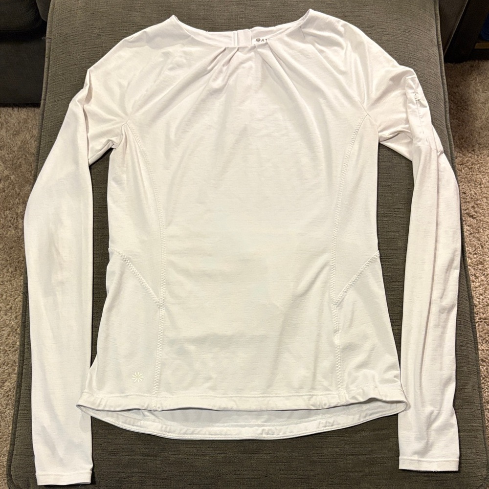 Athleta XS white Long Sleeve sun swim athletic Top